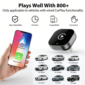 2026 Wireless CarPlay Adapter for iPhone - No Audio Lag Auto-Connect - Convert Factory Wired to Wireless CarPlay - Bluetooth 5.