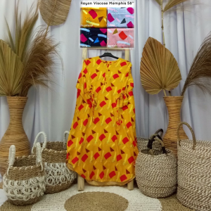 Tunik Wanita Rayon Motif Viscose Baju Atasan Wanita Lengan Panjang Pendek Kerah Bulat Tunik Jumbo Simple Casual - XELLEA