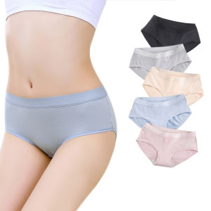 5 Pack Cotton Panties Women Breathable Underwear Student Girls Briefs Middle Waist Soft Female Lingeries Plus Size M-XL
