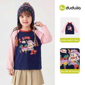 DUDUJIA | Áo Thun Tay Dài Cho Bé Gái Cotton Thuần Khiết Mùa