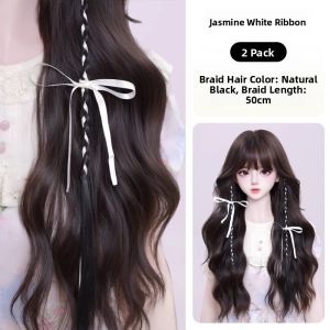 Ballet Style Ribbon Braids Fake Hair Butterfly Knot Double Tail Womens Dopaamine Twist Punch Braid Music Festival