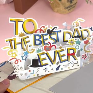 🔥HOT🔥 Pop Up Fathers Day CardsTO THE BEST DAD EVER Pop Up Birthday Card for Dad Husband 3D Greeting Cards for Valentine Anniversary Get Well Thinking of You Cards for All Occasion