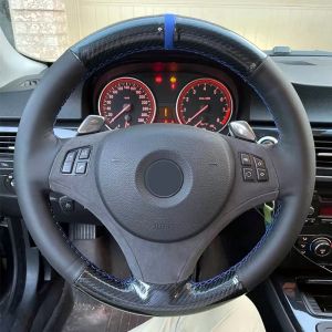 Carbon Fiber Leather Car Steering Wheel Cover for BMW 1 Series E81 E82 E87 E88 3 Series E90 E91 E92 Leather Interior Accessories