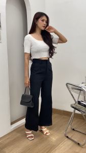 BeeShop// Celana Cutbray HW Formal Casual Minimalis// Fit and Flare Highwaist Pants
