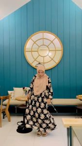 Aurora Gamis Motif Bunga Crinkle Airflow Busui