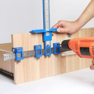 deli | Woodworking Drill Punch Locator Jig Drill Guide Cabinet Handle Knob Template Locator Hole Punch Tool for Woodworking