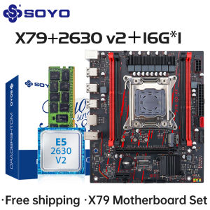 SOYO X79 Game Motherboard Set LGA 2011 with E5 2630 V2 CPU16G DDR3 ECC RAM Memory M.2 NAME Computer components Mainboard
