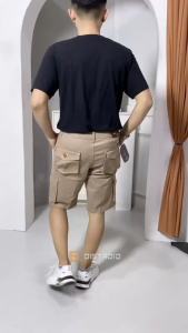Distroid Celana Chinos Cargo Pendek Pria Katun Dewasa Cowok Casual Stretch Melar