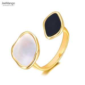 JeeMango New Stainless Steel Acrylic Shell Handmade Ring Trendy Geometric Open Ring Jewelry For Women Кольцо Женское JR22005