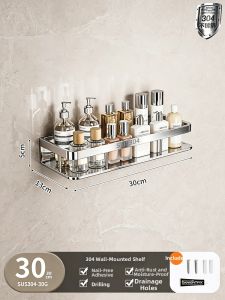 B&W | Durable 304 Stainless Steel Wall-Mounted Bathroom Shelf