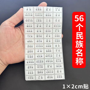 56 Ethnicity Stickers with Pinyin Character Notes Adhesive Name Labels for Primary Language Education Cute Basic Packaging
