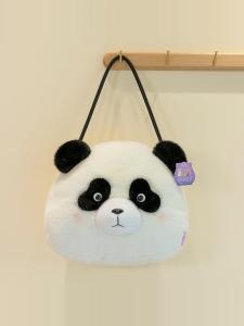 2025 New Cartoon Bearhead Plush Bag Versatile Single Shoulder Handbag Crossbody Bag Soft Polyester Lining Zipper Closure Casual