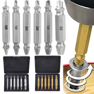 ชุดอุปกรณ์ถอนสกรูชำรุด4/6ชิ้นเครื่องมือถอดสกรูหัวคู่เพื่อง่ายต่อการถอดสลักเกลียวและถอดสกรูหัวที่หัก