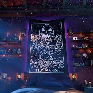 VIKAMA Werewolf Moon Tarot Tapestry Horror Tarot Shadow Edition Gothic Dark Style Wall Decoration Living Room Room Decoration