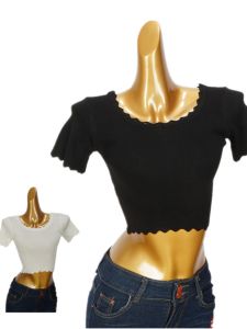 Mùa Hè Gợi Cảm Dệt Kim Tay Ngắn Áo Nữ Ôm Vừa Vặn Áo Sơ Mi Lớp Đế Ngắn Màu Đen Baring Nút Bụng Áo Viscose Màu Nguyên Chất