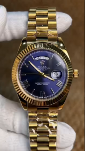 Datejust Watch Series – Luxurious Classic Charming Quartz Mens Fashion Watch. Stainless Steel and Full Gold Case 41mm with the iconic Daytona-inspired appearance. Elegant steel case versatile and elegant blue dial.