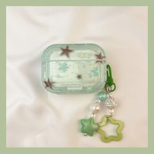 Mint Green Splatter Star AirPods Protective Case Wireless Bluetooth Apple Earphone Cover Soft TPU Second Generation Third Generation Fourth Generation