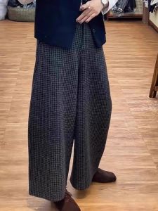 plus Size Thickened Woolen Scythe Pants High Waist Korean Style Commute Wind Straight Leg Pants Hide Hip Conceal Meat