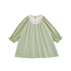 Spring Lightweight Breathable A-Line Dress Collar Shirt Doll Suit Set for Girls Casual Cotton Blend Fabric Daily Wear