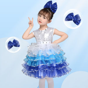 Childrens Performance Outfit Princess Skirt Dance Show Ensemble Girls Puffy Skirt Sequin Tulle Skirt Chorus Performance Costume