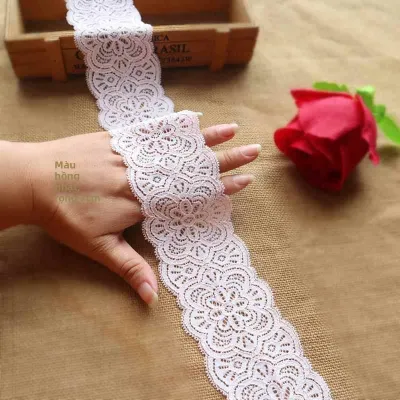 Phụ Kiện Viền Ren Co Dãn Màu Xanh Đậm