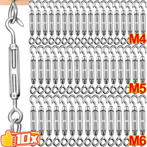【Swan Home】Stainless Steel Hook and Eye Tensioners Rope Cable Tension Set Adjustable Garden Wire Ropes Tensioner Locking Device M4 M5 M6