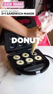 Tough Mama NTMSG-3IN1 Sandwich Waffle Donut Maker Griller Cool Touch Non-Stick Crepe Maker