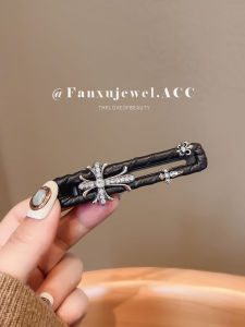 FANXU | Móc Tóc Da Vintage Kim Loại Dạng Dây Xéo Phụ Kiện Thời Trang