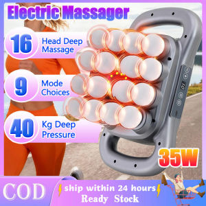 6/16 Heads Powerful Wireless Electric Massager Deep Tissue Percussion Massager Rechargeable Quiet Muscle Massage Gun 9 Mode Choices Red Light Massage 40kg Deep Pressure For Shoulder Back Legs Foot Neck