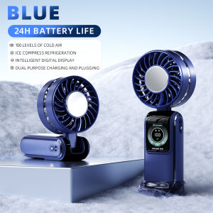 New 3600mAh Refrigeration Handheld Electric Fan Ice Pack High-speed Fan Semiconductor Portable Hanging Neck Digital Folding Fan