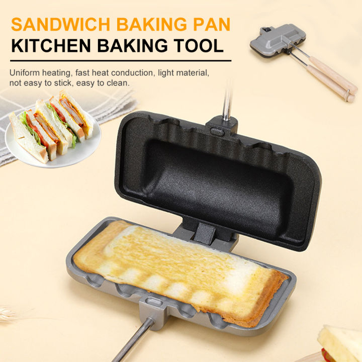FB Sandwich Baking Pan Sandwich Maker Pan Double Sided Breakfast Sandwich  Maker Easy to Clean Nonstick Grilled Cheese Mold Bread Toast Maker Flip Pan 