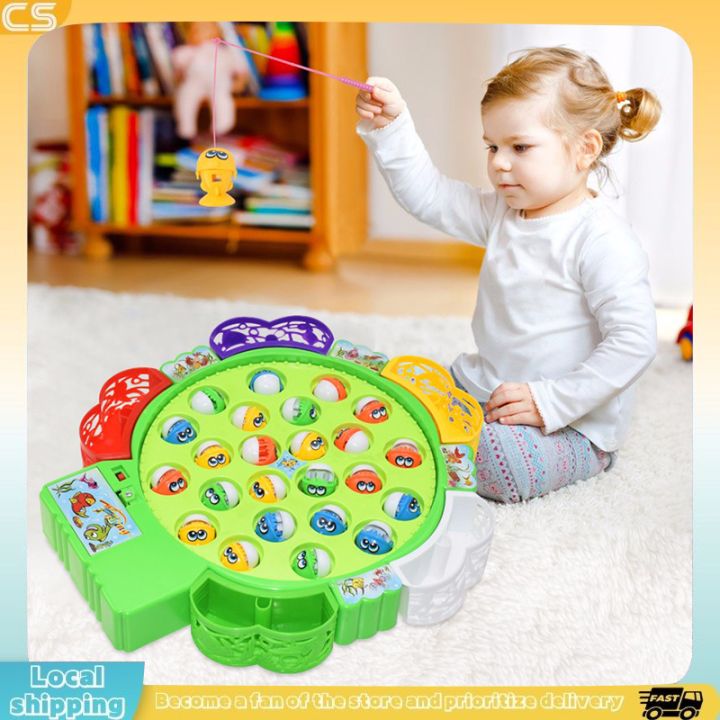 15/24/45Pcs Electrical Music Rotating Fishing Toy Kids Educational
