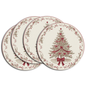 Tấm Lót Đĩa Hình Vòng Hoa Cây Thông Noel 4 Mảnh VIKAMA Trang Trí Bàn Ăn Ngày Lễ Polyester Không Dệt Dễ Dàng Chăm Sóc Màu Sắc Bền Đẹp Cho Các Bữa Tiệc Và Buổi Tụ Họp