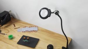 Toolour 5X Illuminated Magnifier LED Desk Lamp Gooseneck Arm Table Clamp Magnifying Glass for Soldering Iron Repair/Table Lamp