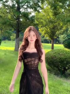 French Design Sensation Lace Off-Shoulder Gown Beachy Atmosphere Feel Tulle Skirt Long Dress Folded Edge Sensation Party Dress