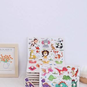 SG READY STOCK!!! Children / Kids Montessori Learning 3D Wooden Puzzle with Wooden Pegs painted Unique Mulitcolour Artwork transport animals inserts fruits. Improve Motor and Recognition Skill