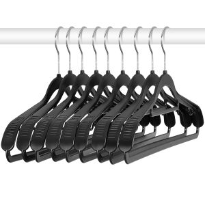 Upgraded Wide Shoulder Plastic Clothes Hanger Anti-Slip Thick Winter Coat Heavy Duty Coat Hanger Closet Storage for Coats