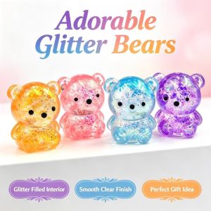Fidget Bear Toy Squishys Glitter Gummy Bear Needoh Small Cute Animal Anti Stress Fidget Splat Decompressions Vent Squeeze Toy