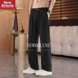 NEW BOLUNE | Cool Silk Loose Straight Leg Mens Casual Pants