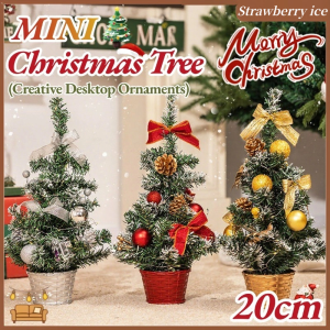 Mini Christmas Tree For Table Artificial Christmas Tree With Ribbon Bow Ornament Festival Home Decor