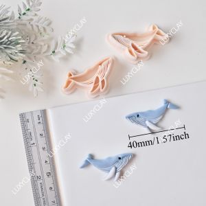 2pcs Marine Life Whale Shape Polymer Clay Molds Embossed Whale Pattern Polymer Clay Cutters for DIY Earrings & Jewelry Making
