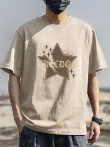 Áo Thun Nam Cotton Nguyên Chất Tay Ngắn Phong Cách Mỹ Cổ Điển Dáng Rộng Thời Trang Mùa Hè Áo Thun Nam Chất Lượng Cao Cấp