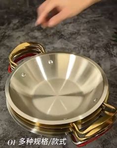 Nipiin Korean Style Frying Pan Double Golden Ear Stainless steel Non-Stick Seafood Dry Pot Instant Noodle Pot