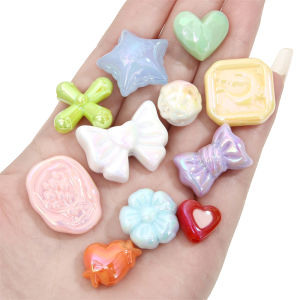 5-20pcs Mixed Colors Heart Star Bow Flower Beads Charms for Keychain Bracelet Necklace DIY Jewelry Making Accessories