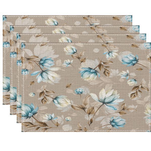 Fresh Floral Linen Placemat Farmhouse Style Washable Kitchen & Dining Table Decorative Mat