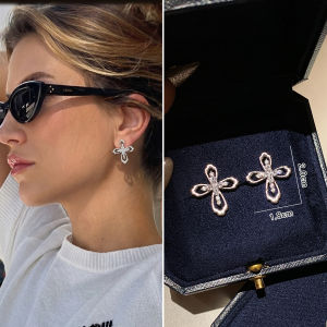CAFFTI | Silver Lace Cross Earrings