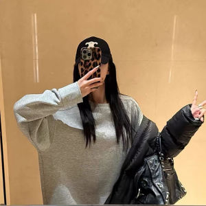 Ladies Thickened Loose Sweatshirt round Neck Design Heavyweight Winter New Style Korean System Lazy Style Shoulder Length Long Sleeve