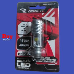 DOP BOHLAM LAMPU DEPAN LED ABU ABU SUPER BRIGHT RIDE IT 12V HONDA BEBEK