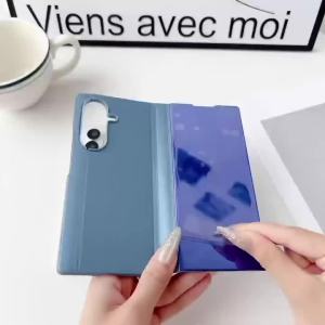 2026 Mirror Flip Stand Holder Luxury Design Case for Samsung Galaxy Z FOLD 8 Ultra 7 6 5G Shockproof PU Leather Protective Cover