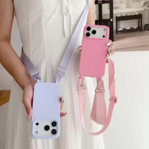 szhaiyu | Crossbody Necklace Strap Lanyard Silicone Phone Case for IPhone Air 17 16 15 14 Pro Max 11 12 13 Pro Shockproof Protective Cover